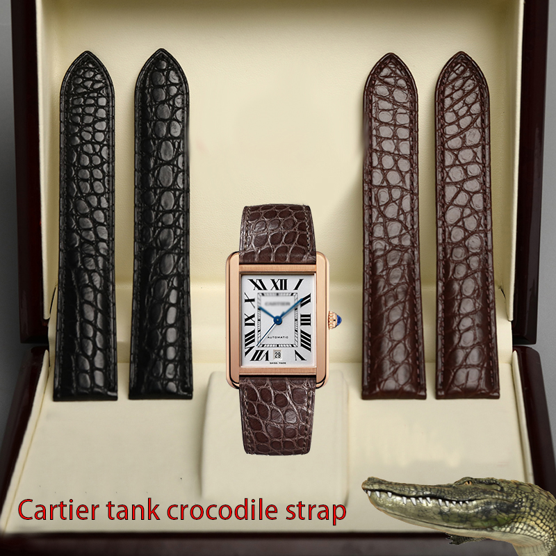 Men'S Accessories Cartier - 20 22มม. สีฟ้าสีม่วงสีชมพูสายรัดจระเข้เปลี่ยนอะไหล่คาร์เทียร์ถังลอนดอนผู้ชายผู้หญิงพับหัวเข็มขัดอุปกรณ์สายรัดนาฬิกา