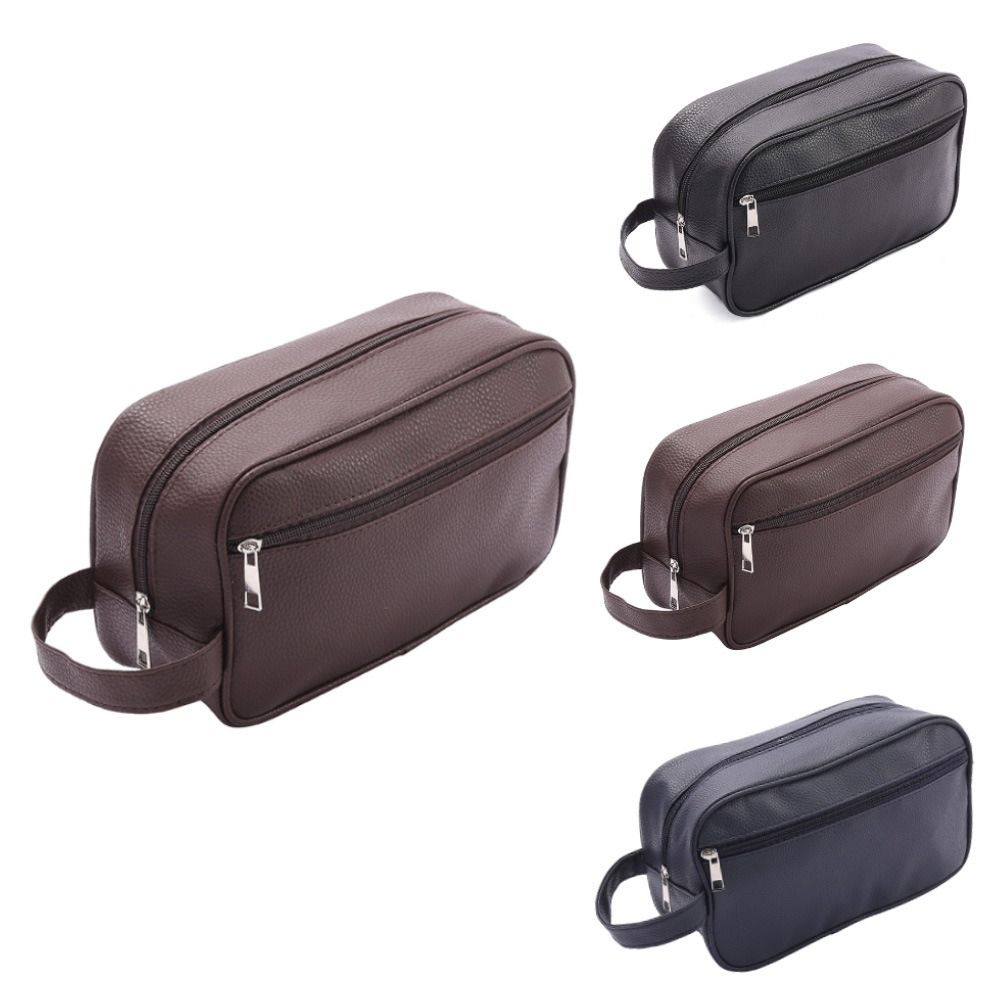 Travel Organizer Men - กระเป๋าเครื่องสำอางสำหรับผู้ชาย ขนาดใหญ่ พกพาสะดวก หนัง PU ซิป